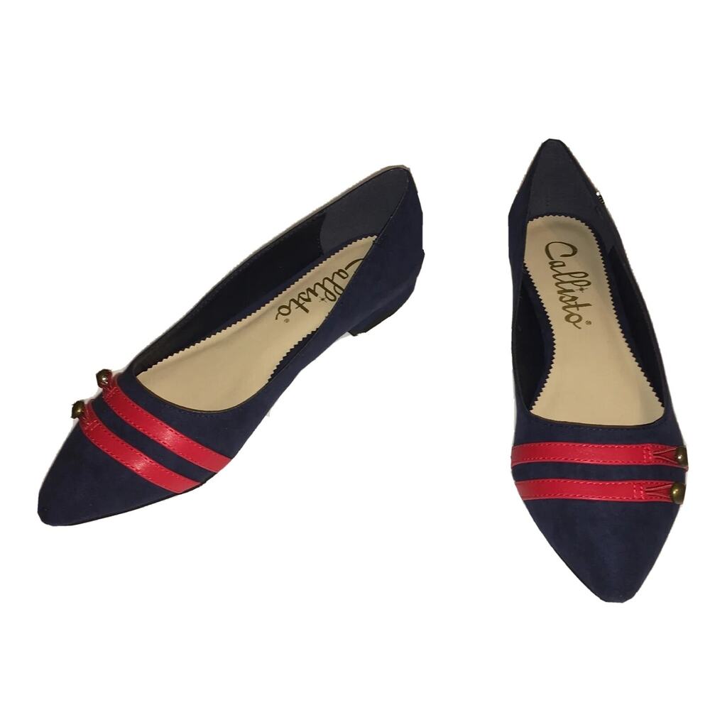 Callisto Women's Bookstore Ballet Flat, Navy Suede, Size 8M